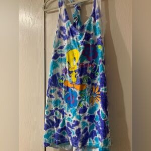 Tweety Tie-Dye Tank Top for women’s Blue & Purple VTG